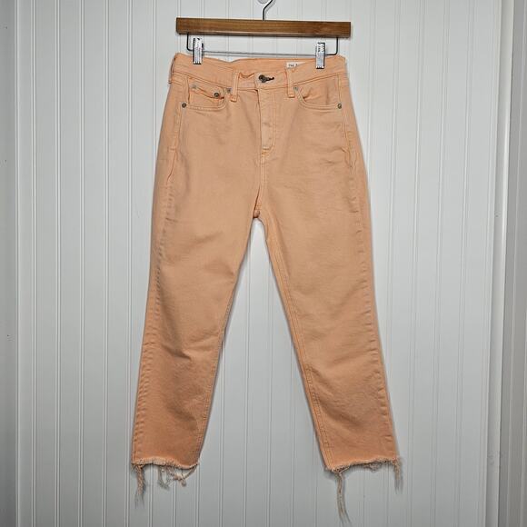 rag & bone Womens Prairie Sun High Rise Skinny Jeans Size 26 Raw Hem Ankle Peach - Picture 2 of 9